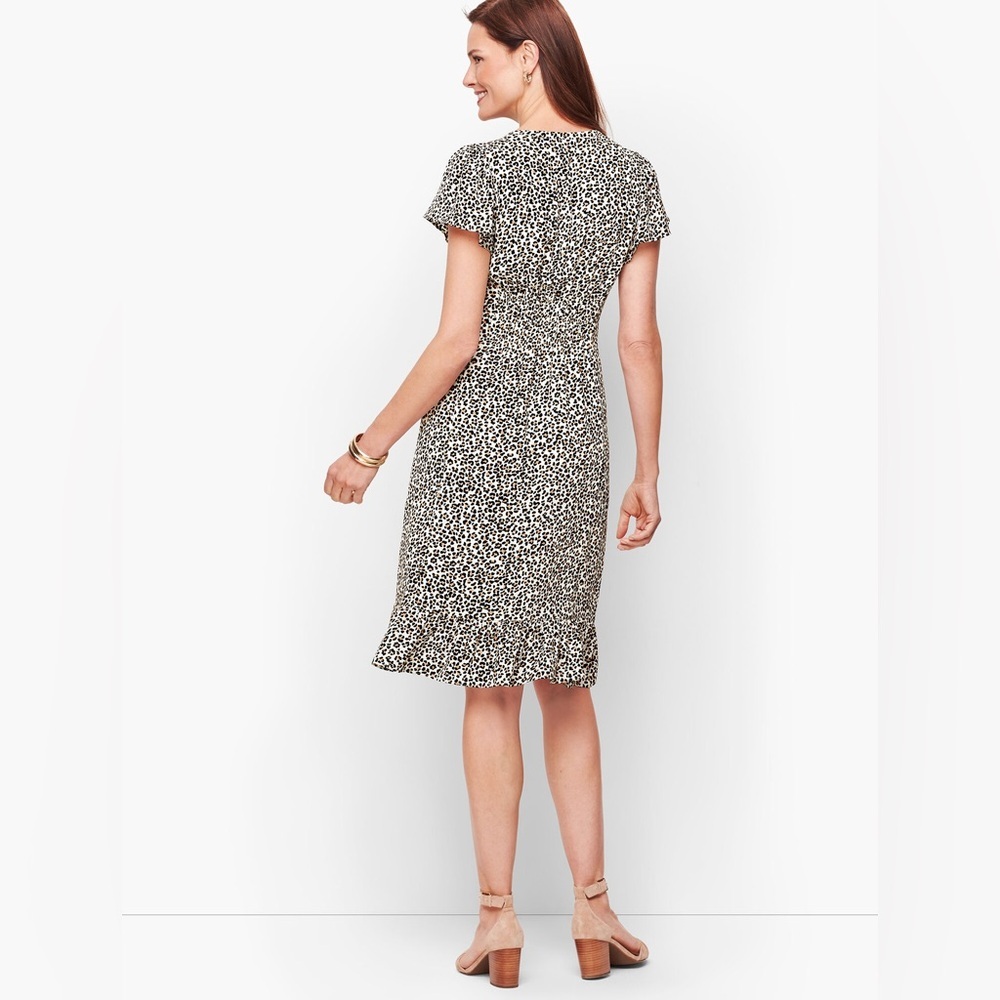 TALBOTS LEOPARD FLUTTER SLEEVE A-LINE DRESS - image 3